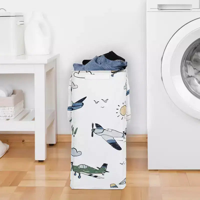 Panier à linge pliable avec poignées Imprimé avion vintage
