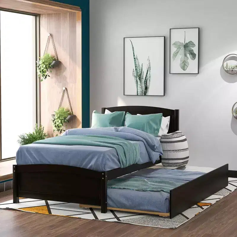 Twin size Platform Bed with Trundle Espresso