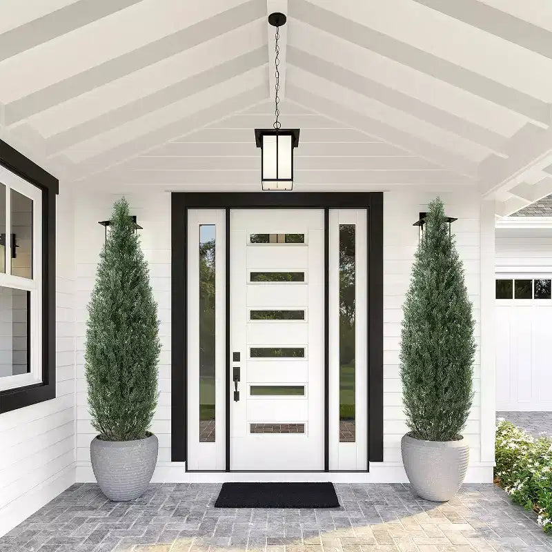 Paire de topiaires de 1,5 m – Aspect cèdre réaliste pour intérieur et extérieur