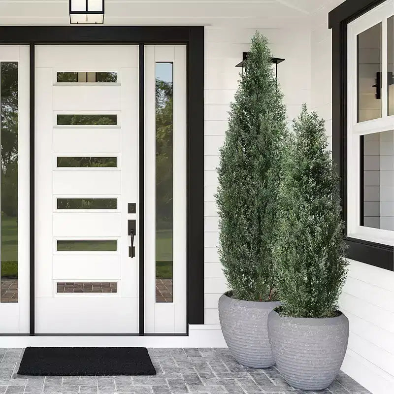 Paire de topiaires de 1,5 m – Aspect cèdre réaliste pour intérieur et extérieur