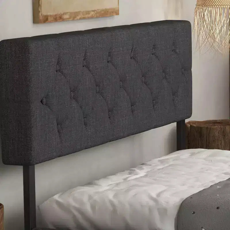 Cadre de lit Queen Size Gris Foncé avec Ports USB et Tête de Lit Réglable, Sommier Tapissier Non Requis