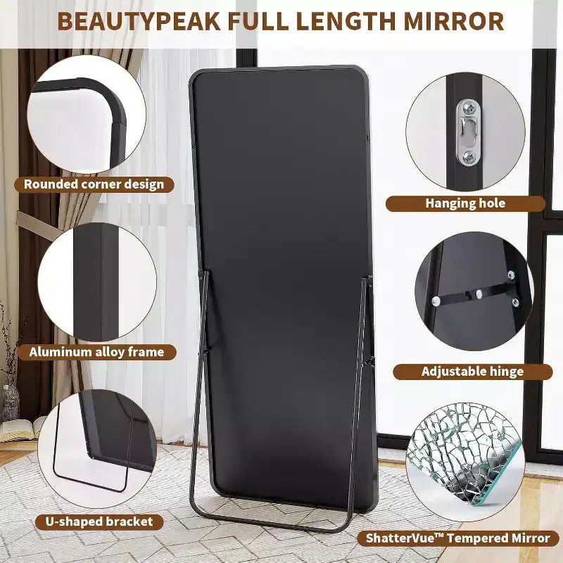 Miroir pleine longueur 66 x 23 avec coins arrondis