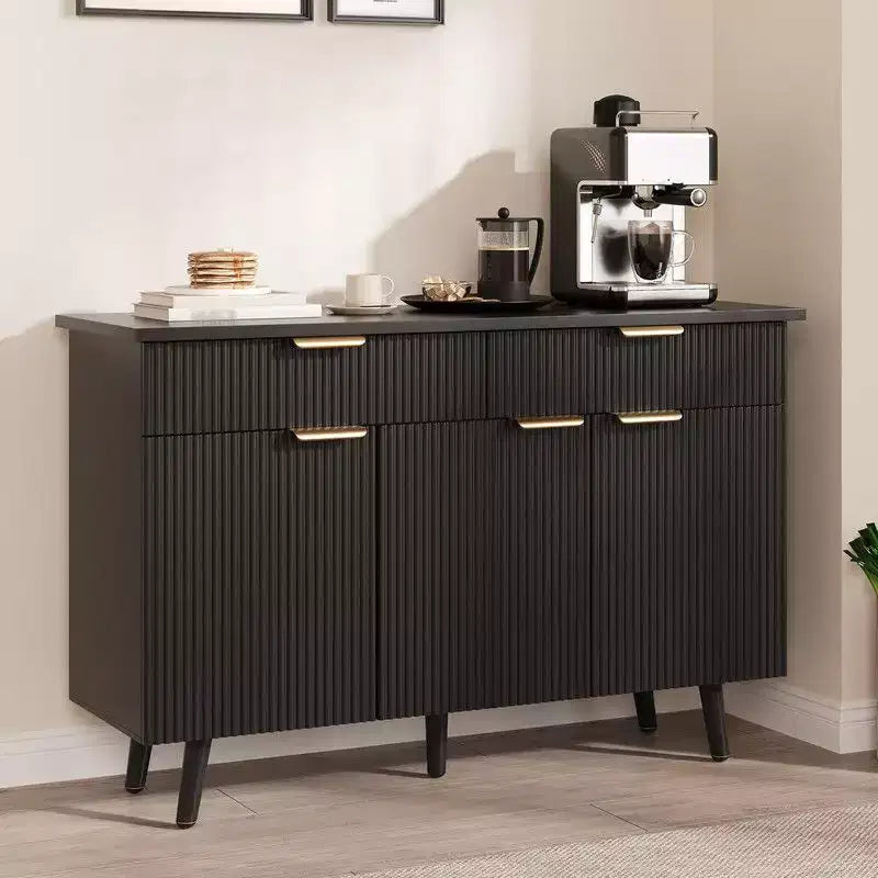 Fluted Sideboard Buffet Cabinet, 47inch Large Wooden Freestanding Coffee Bar Storage Cabinet