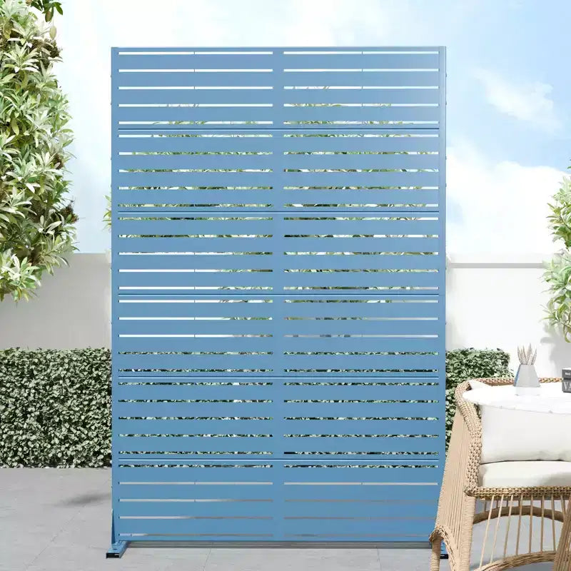 MAYEERTY 72*47 in Metal Outdoor Patio Privacy Screen Freestanding Room Divider Partition for Indoor, White