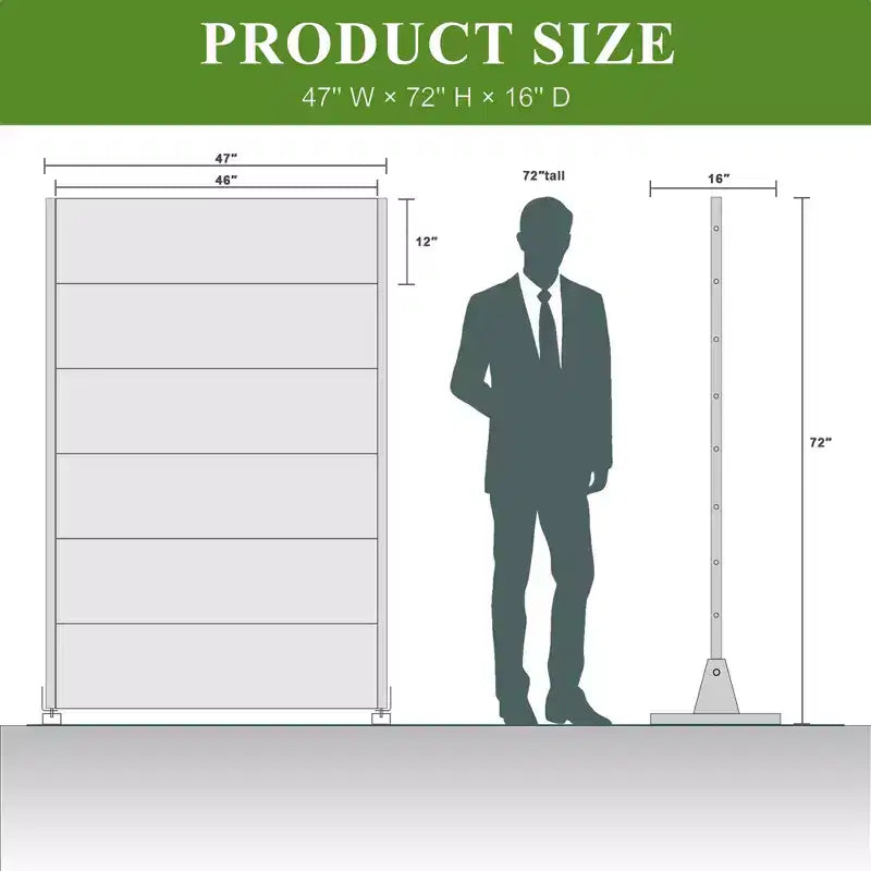 72 x 47 pouces Paravent d'extérieur en métal, cloison de séparation autoportante pour intérieur, blanc