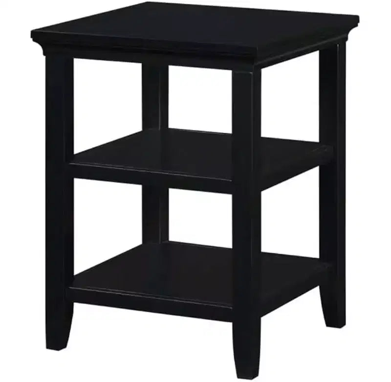 Table d'appoint avec deux étagères de rangement, table d'appoint minimaliste élégante en bois d'hévéa pour l'affichage et l'organisation du salon