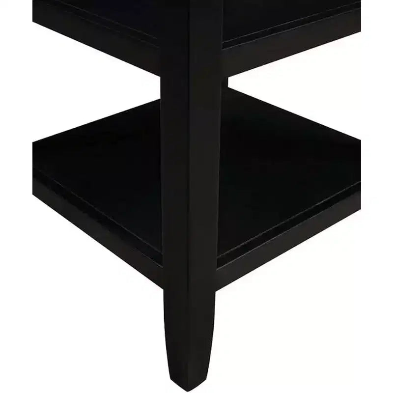 Table d'appoint avec deux étagères de rangement, table d'appoint minimaliste élégante en bois d'hévéa pour l'affichage et l'organisation du salon