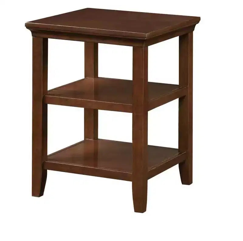 Table d'appoint avec deux étagères de rangement, table d'appoint minimaliste élégante en bois d'hévéa pour l'affichage et l'organisation du salon