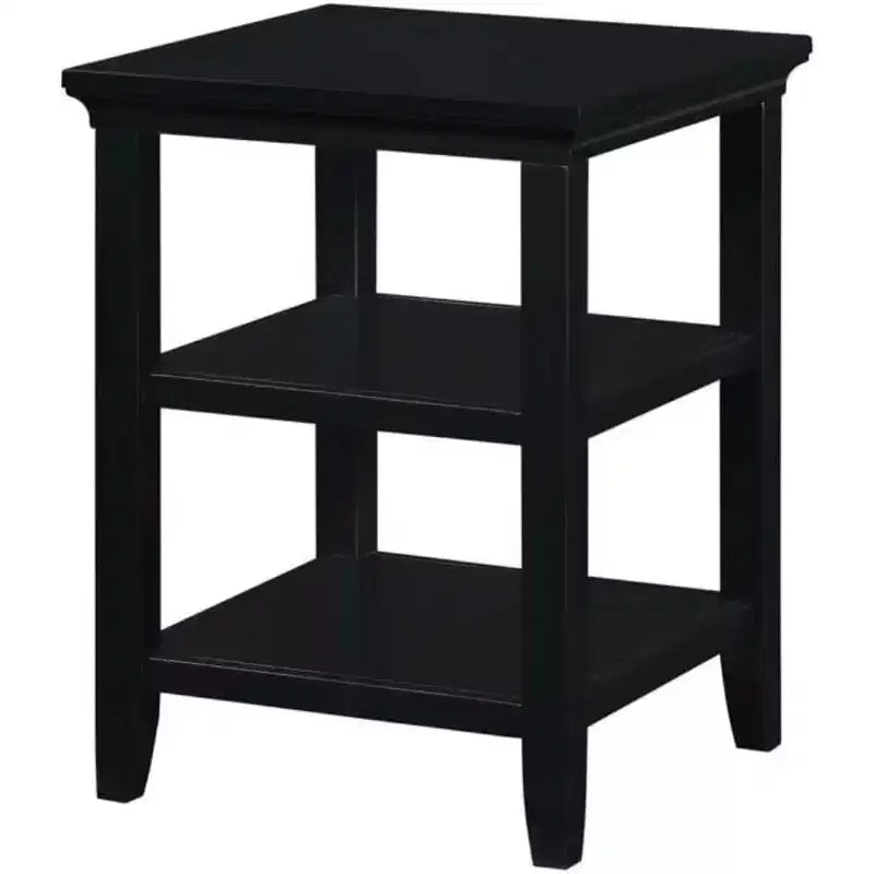 Table d'appoint avec deux étagères de rangement, table d'appoint minimaliste élégante en bois d'hévéa pour l'affichage et l'organisation du salon