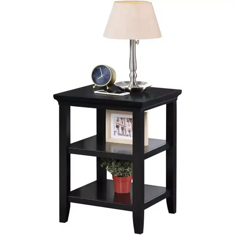 Table d'appoint avec deux étagères de rangement, table d'appoint minimaliste élégante en bois d'hévéa pour l'affichage et l'organisation du salon