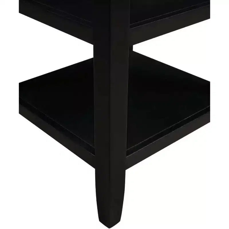 Table d'appoint avec deux étagères de rangement, table d'appoint minimaliste élégante en bois d'hévéa pour l'affichage et l'organisation du salon