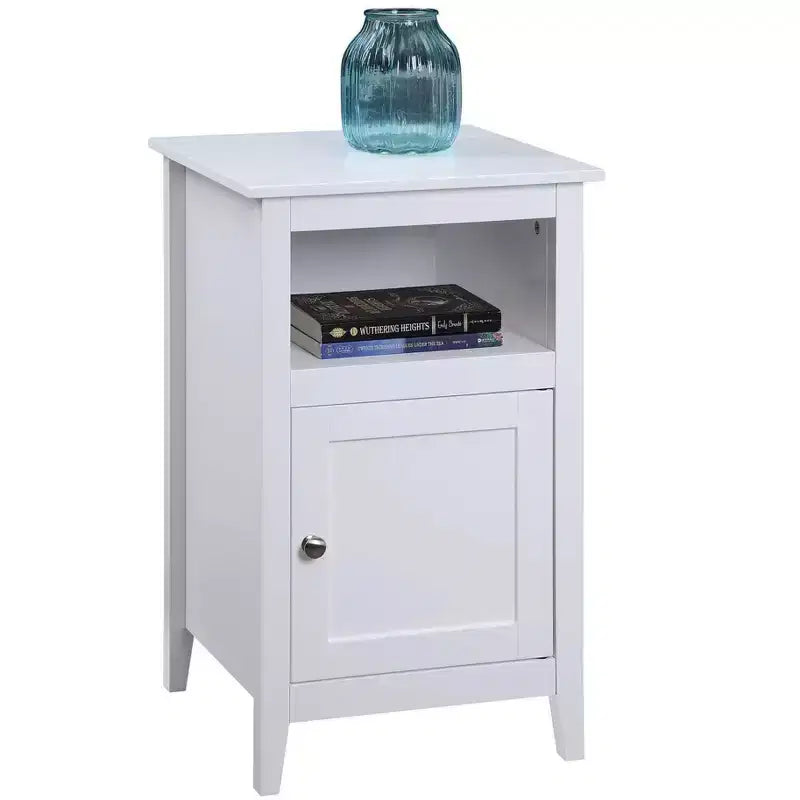 Table d'appoint avec placard de rangement, étagère et porte shaker, petite table d'appoint compacte avec placard caché et espace de rangement ouvert