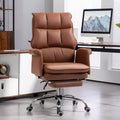 Okak Executive Office Chair, Ergonomic Desk Chair with Foldable Footrest, Upholstered Swivel Chair for Office, Study, Brown