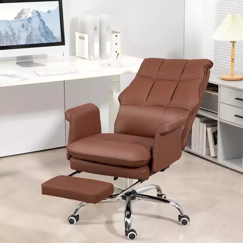 Fauteuil de bureau de direction avec repose-pieds escamotable, marron