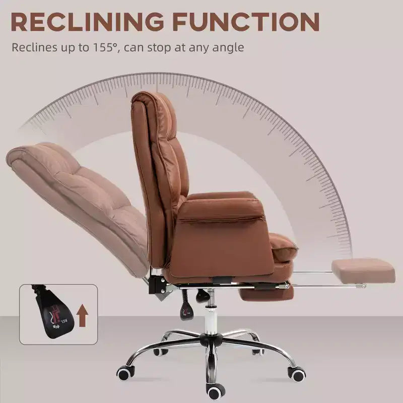 Fauteuil de bureau de direction avec repose-pieds escamotable, marron