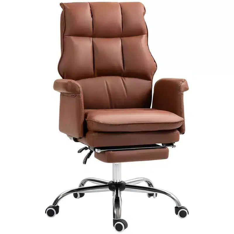 Fauteuil de bureau de direction avec repose-pieds escamotable, marron