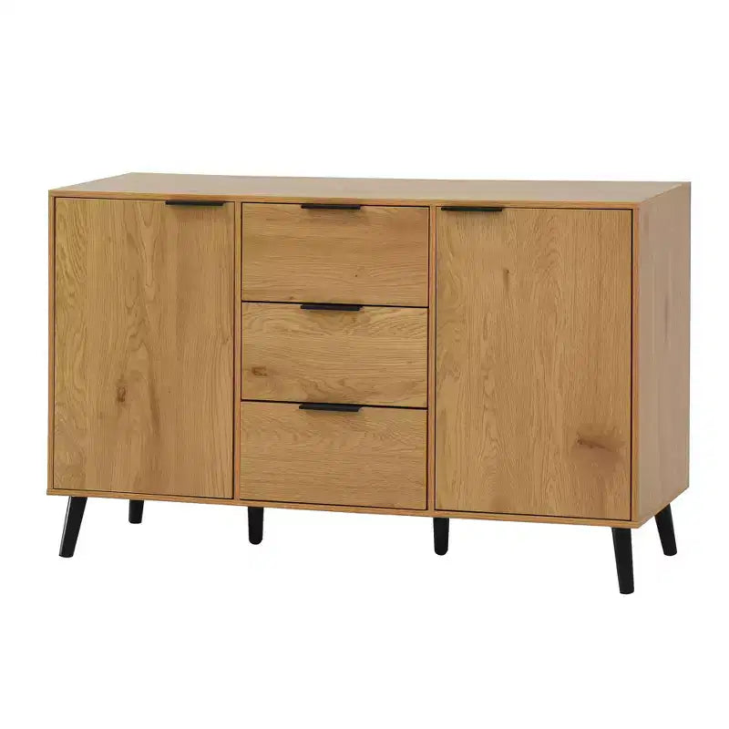Homy Casa 47.2 Modern Sideboard Buffet Cabinet with Storage and 3 Drawers, Oak