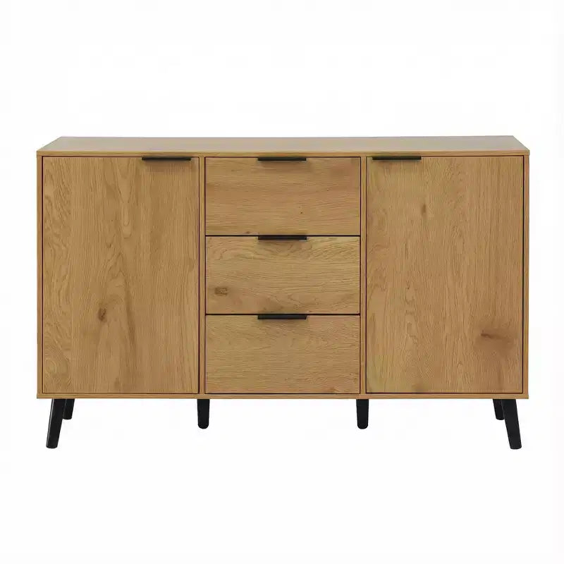 47.2" Bahut buffet moderne avec rangement et 3 tiroirs, chêne