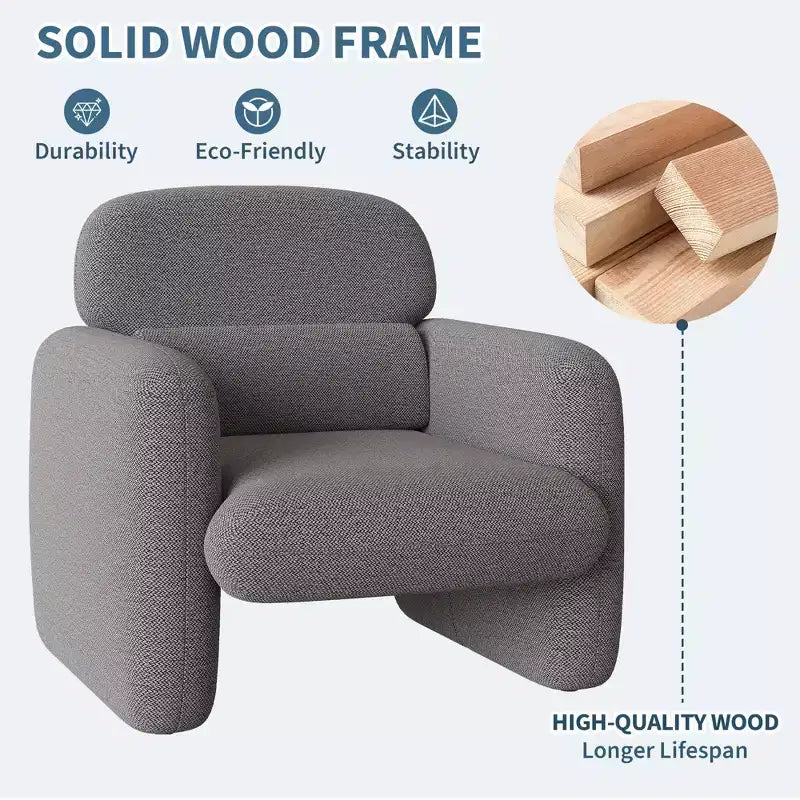 Fauteuil d'appoint de style moderne avec cadre en bois, fauteuil de lecture confortable pour salon, chambre à coucher, appartement
