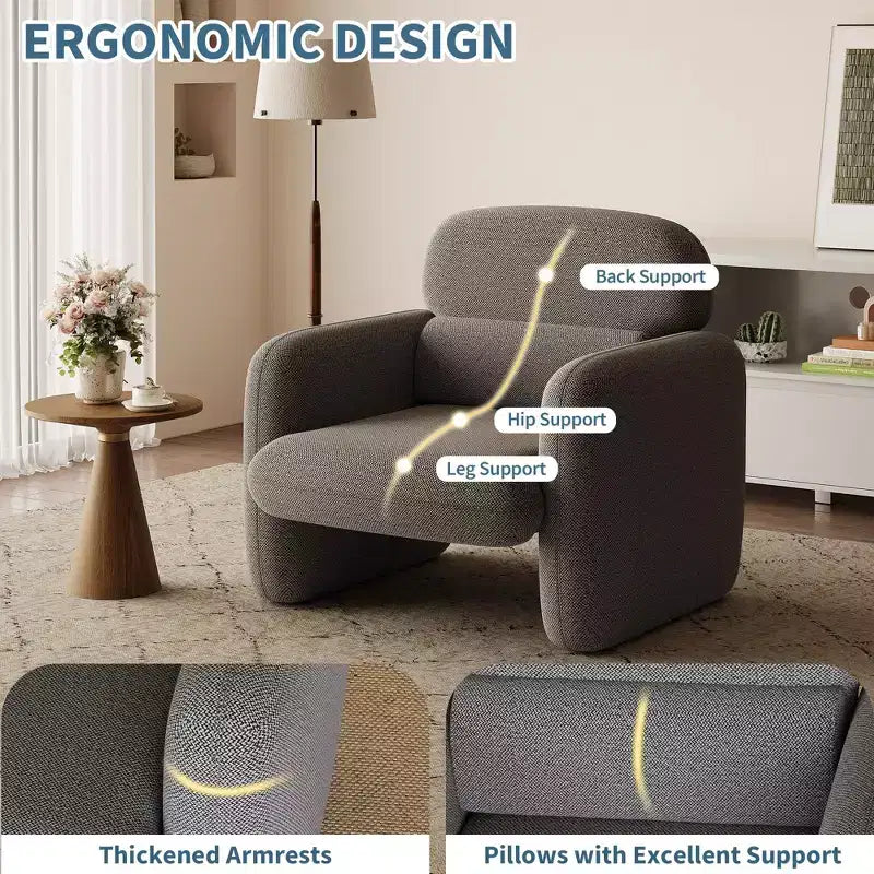 Fauteuil d'appoint de style moderne avec cadre en bois, fauteuil de lecture confortable pour salon, chambre à coucher, appartement