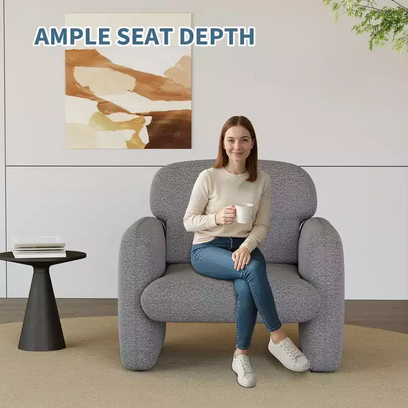 Fauteuil d'appoint de style moderne avec cadre en bois, fauteuil de lecture confortable pour salon, chambre à coucher, appartement