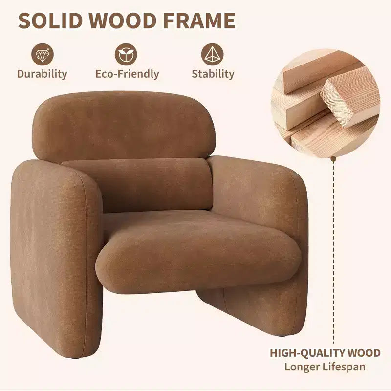Fauteuil d'appoint de style moderne avec cadre en bois, fauteuil de lecture confortable pour salon, chambre à coucher, appartement