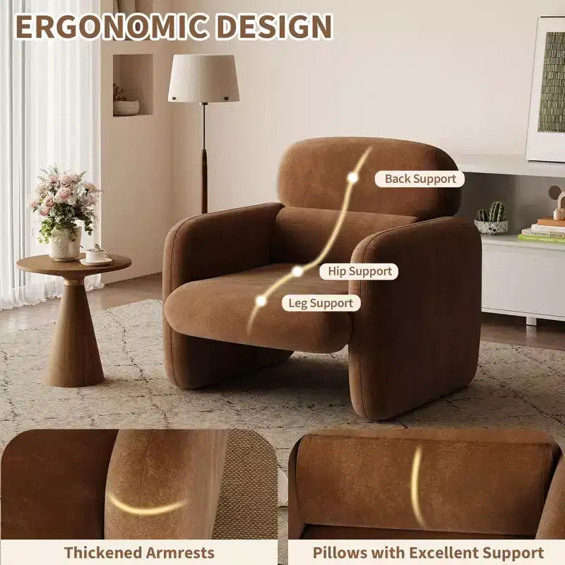 Fauteuil d'appoint de style moderne avec cadre en bois, fauteuil de lecture confortable pour salon, chambre à coucher, appartement