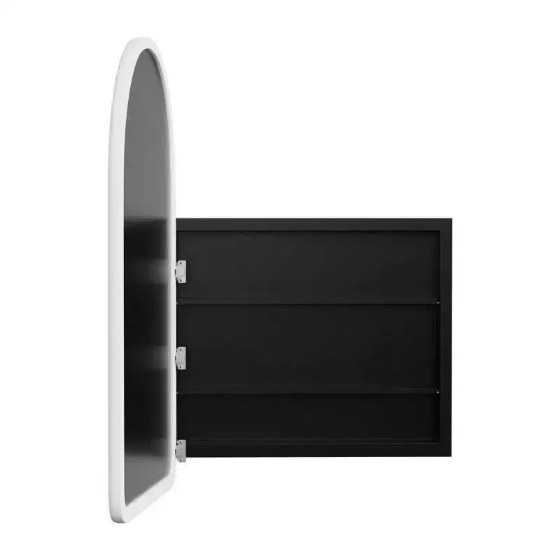 Armoire à pharmacie de salle de bain en bois blanc avec miroir, encastrée et murale, de 35,8 x 24 po, avec 2 étagères