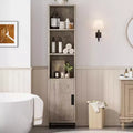 Tall Narrow Bathroom Cabinet with Adjustable Shelf, Freestanding Storage Organizer for Laundry Room and Living Room