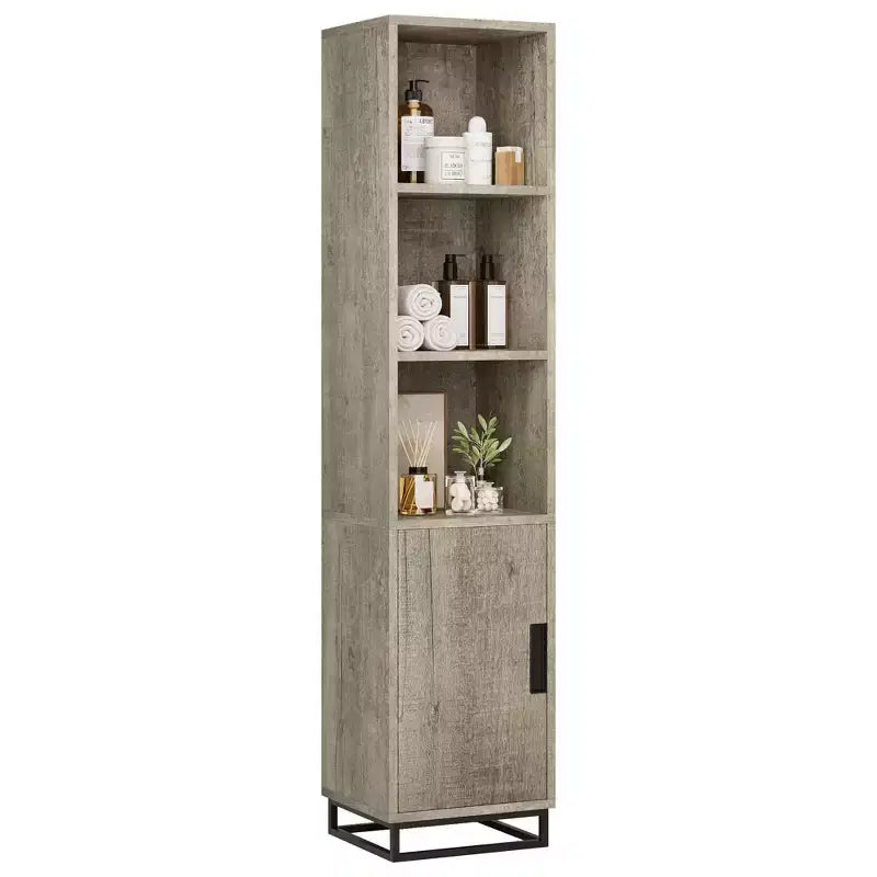 Meuble de salle de bain haut et étroit avec étagère réglable