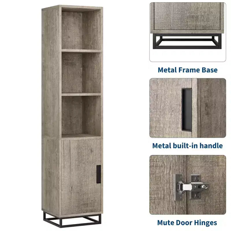 Meuble de salle de bain haut et étroit avec étagère réglable