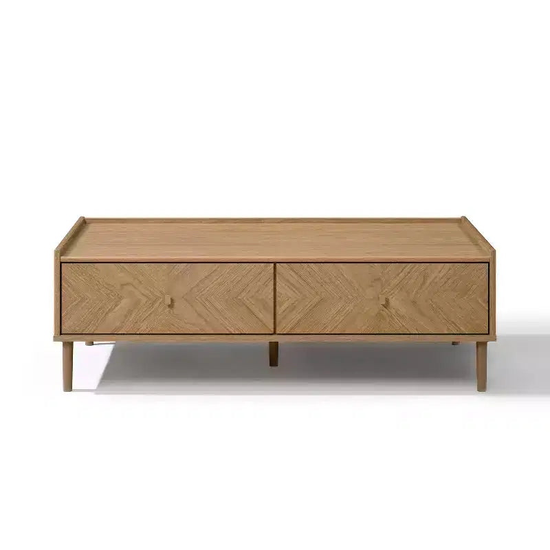 LuxenHome Summer Oak Manufactured Wood 2-Drawer 47 W x 23.4 D Coffee Table Brown