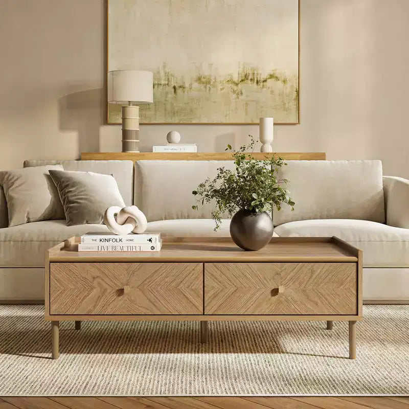 Table basse à 2 tiroirs 119 cm L x 59,4 cm P Marron