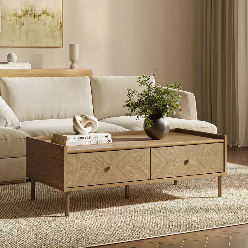 Table basse à 2 tiroirs 119 cm L x 59,4 cm P Marron