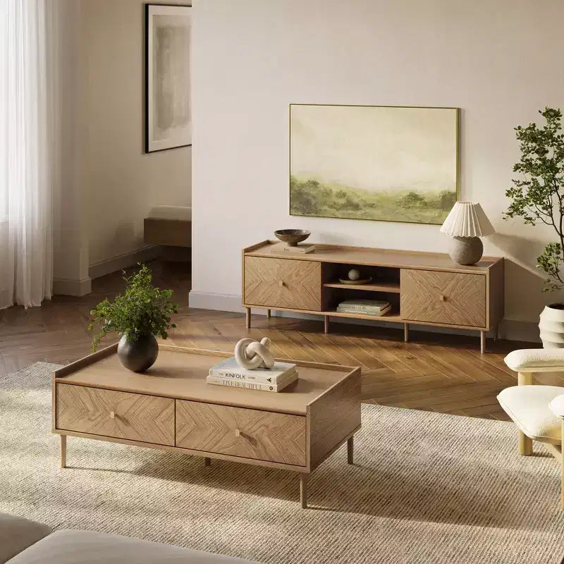 Table basse à 2 tiroirs 119 cm L x 59,4 cm P Marron