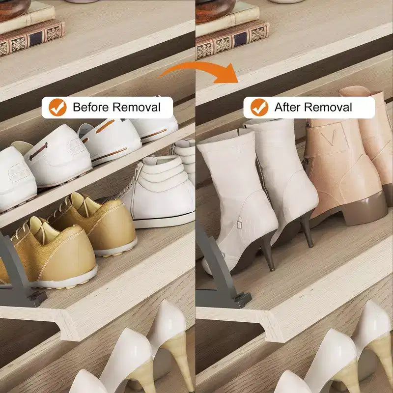 Meuble à chaussures avec 3 tiroirs basculants, Organisateur de chaussures caché avec étagères réglables, Meuble à chaussures autonome en bois