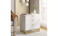 White 3-Drawer Wooden Organizer with Gold Metal Handles C Stylish Chest of Drawers