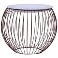 Coffee Table Gold, White Metal, MDF Compact Storage Round