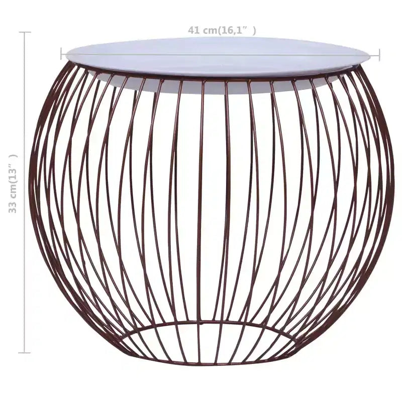 Table basse ronde avec cadre en métal doré et plateau blanc
