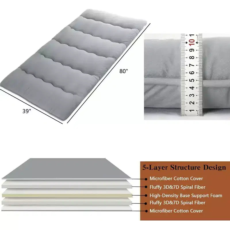 Matelas Futon Japonais, Matelas de Sol Pliable, Tapis Tatami pour Maison, Matelas de Camping