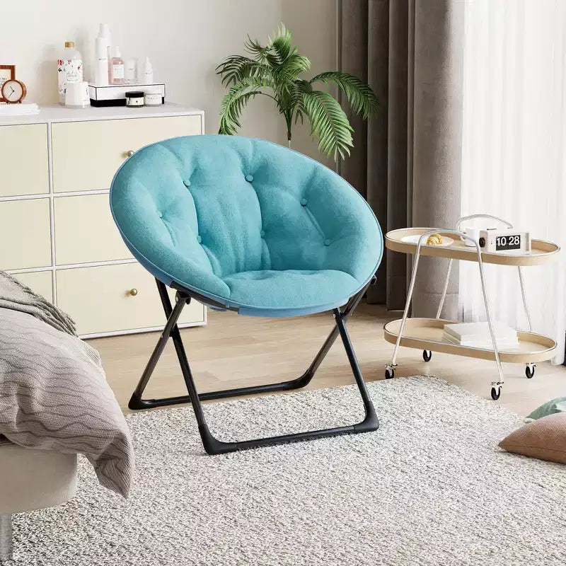 Fauteuil soucoupe pliable en fausse fourrure pour chambre à coucher