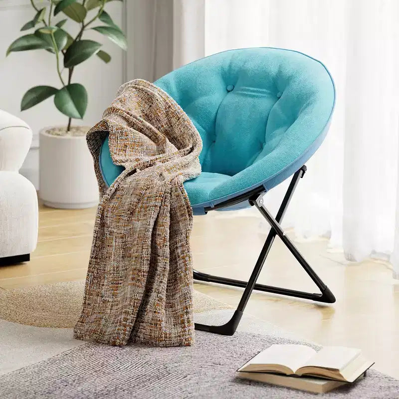 Fauteuil soucoupe pliable en fausse fourrure pour chambre à coucher