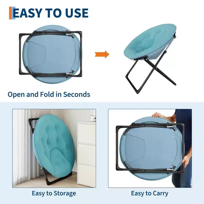 Fauteuil soucoupe pliable en fausse fourrure pour chambre à coucher