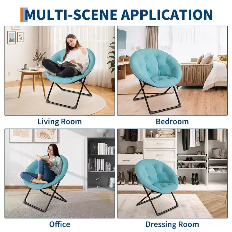 Fauteuil soucoupe pliable en fausse fourrure pour chambre à coucher