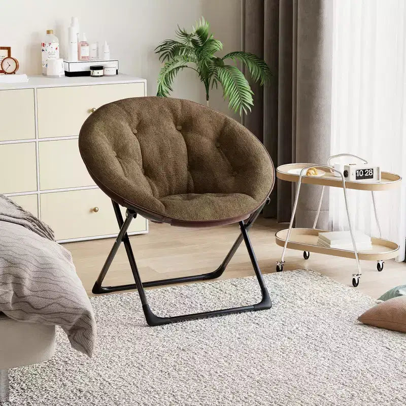 Fauteuil soucoupe pliable en fausse fourrure pour chambre à coucher