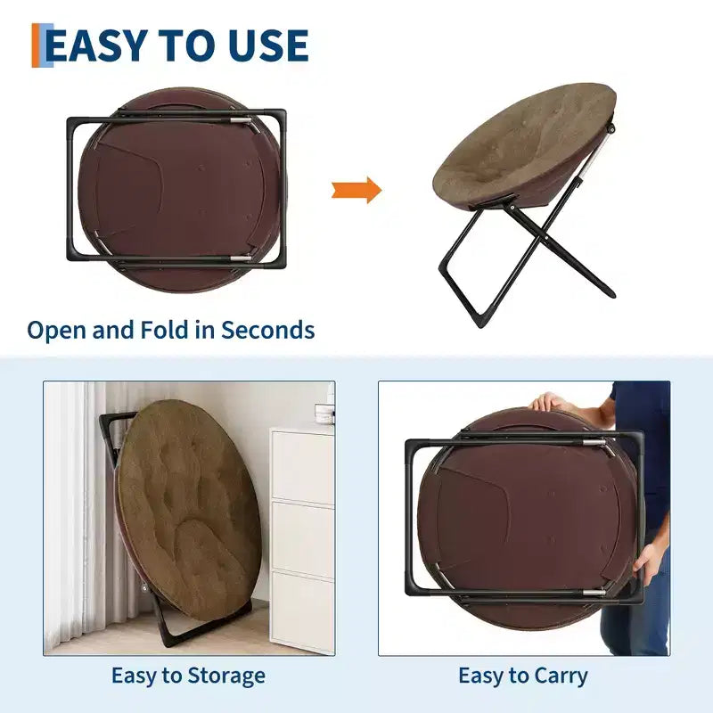 Fauteuil soucoupe pliable en fausse fourrure pour chambre à coucher