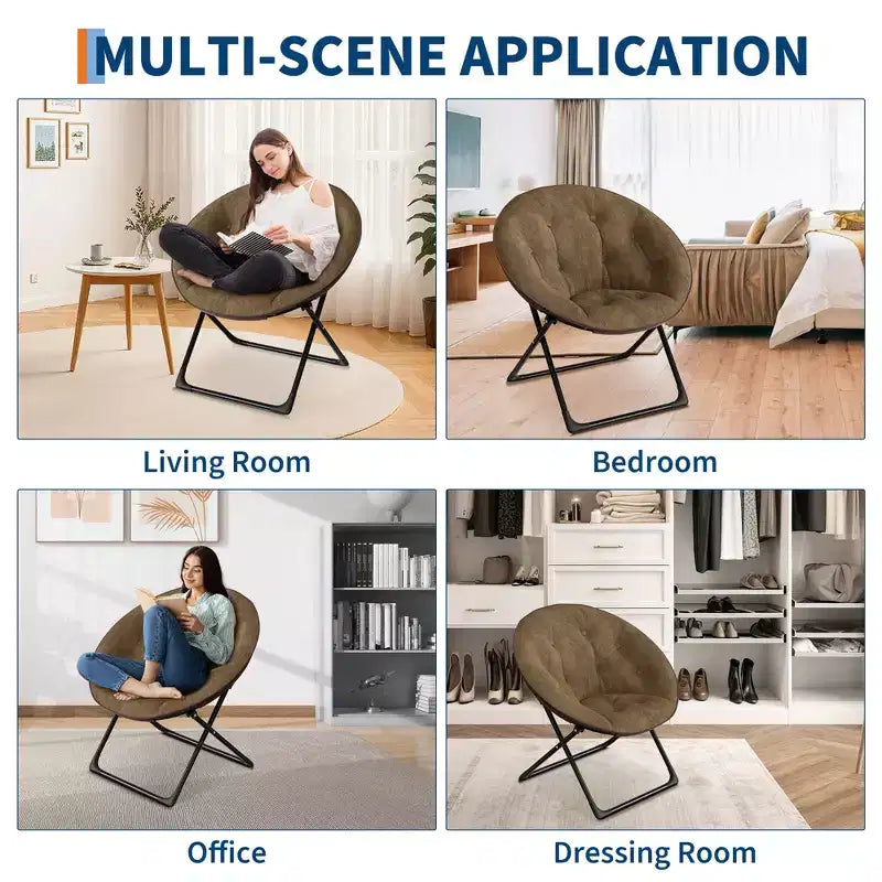 Fauteuil soucoupe pliable en fausse fourrure pour chambre à coucher