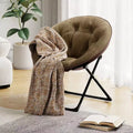 Saucer Chair, Faux Fur Circle Chair, Foldable Lounge Chair for Adults, Teens & Kids, Folding Moon/Mushroom/Round Style Comfy Accent Seat for Bedroom