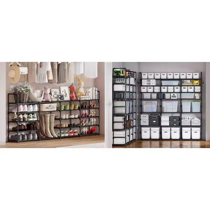Étagère à chaussures réglable à 7 niveaux, peut contenir 24 à 30 paires, organiseur de bottes pour placard, chambre, garage et entrée, noire