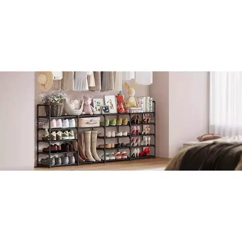 Étagère à chaussures réglable à 7 niveaux, peut contenir 24 à 30 paires, organiseur de bottes pour placard, chambre, garage et entrée, noire